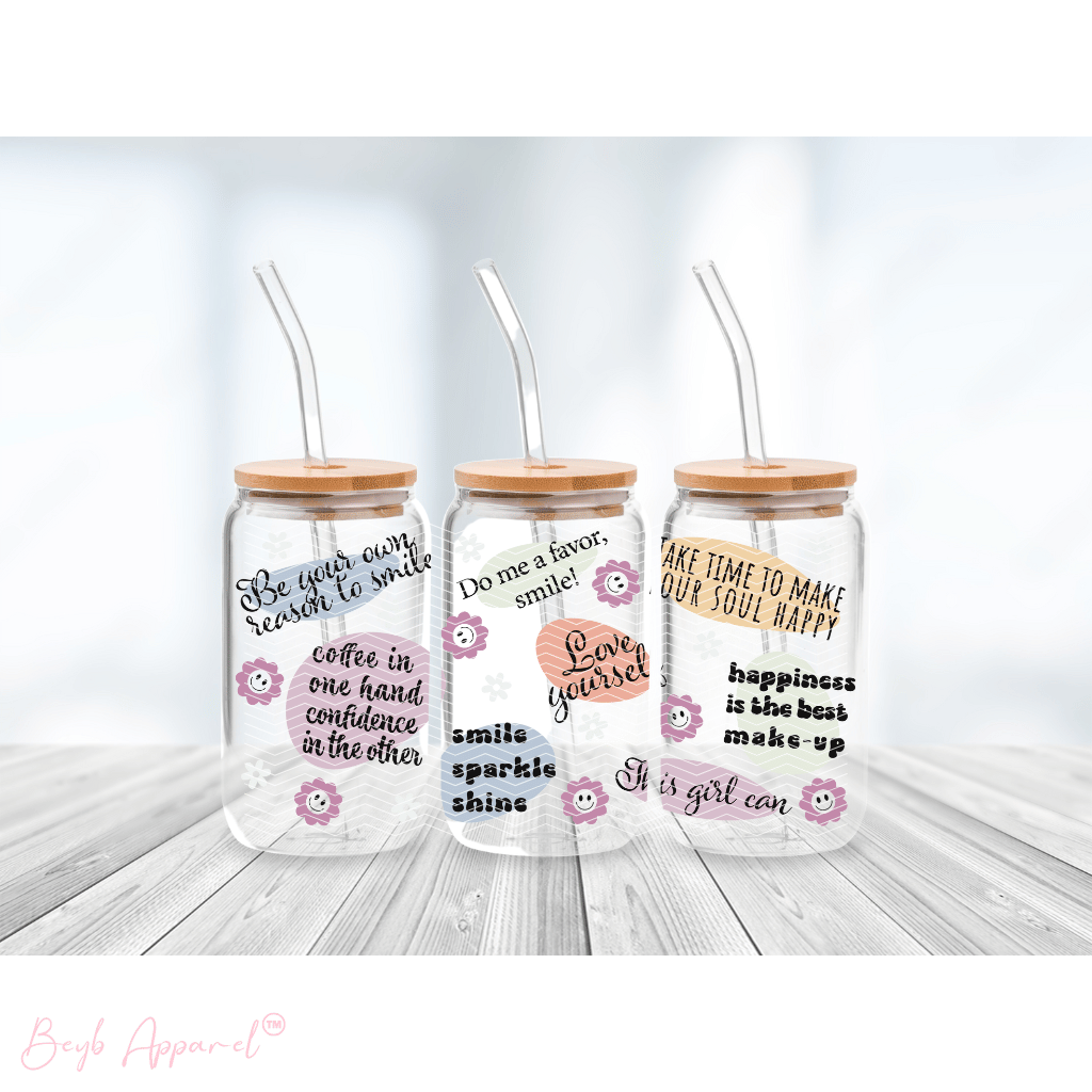 Yo Puedo! -This Girl Can! | Vaso de vidrio con tapa de bambú