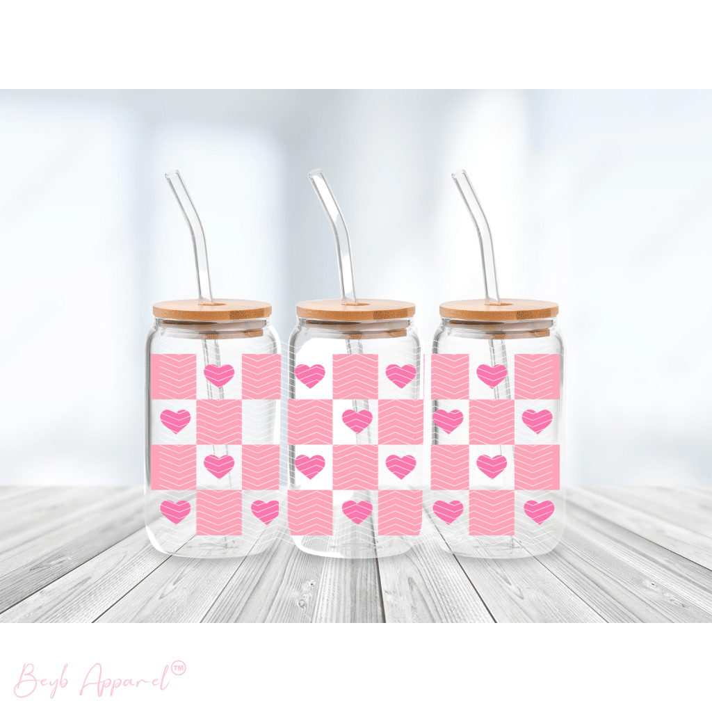 Pink Checkered Hearts