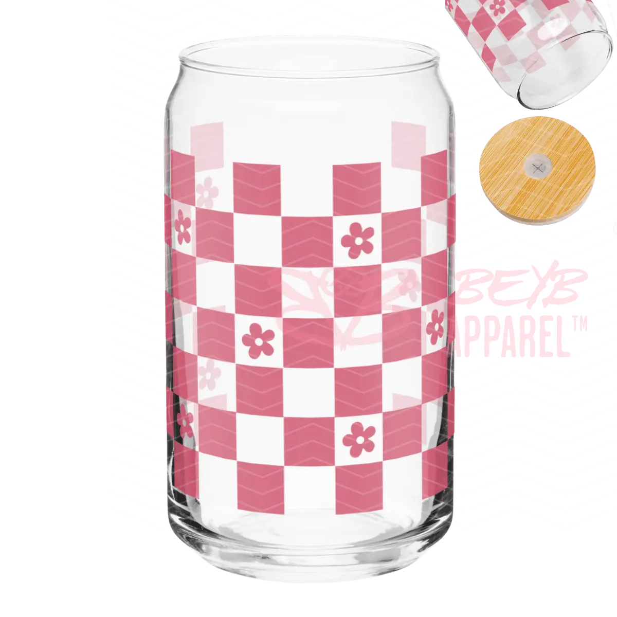 Retro Checkered Pink Flowers [1] - BEYB Apparel