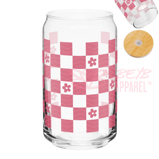 Retro Checkered Pink Flowers [1] - BEYB Apparel