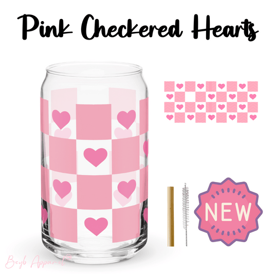 Pink Checkered Hearts