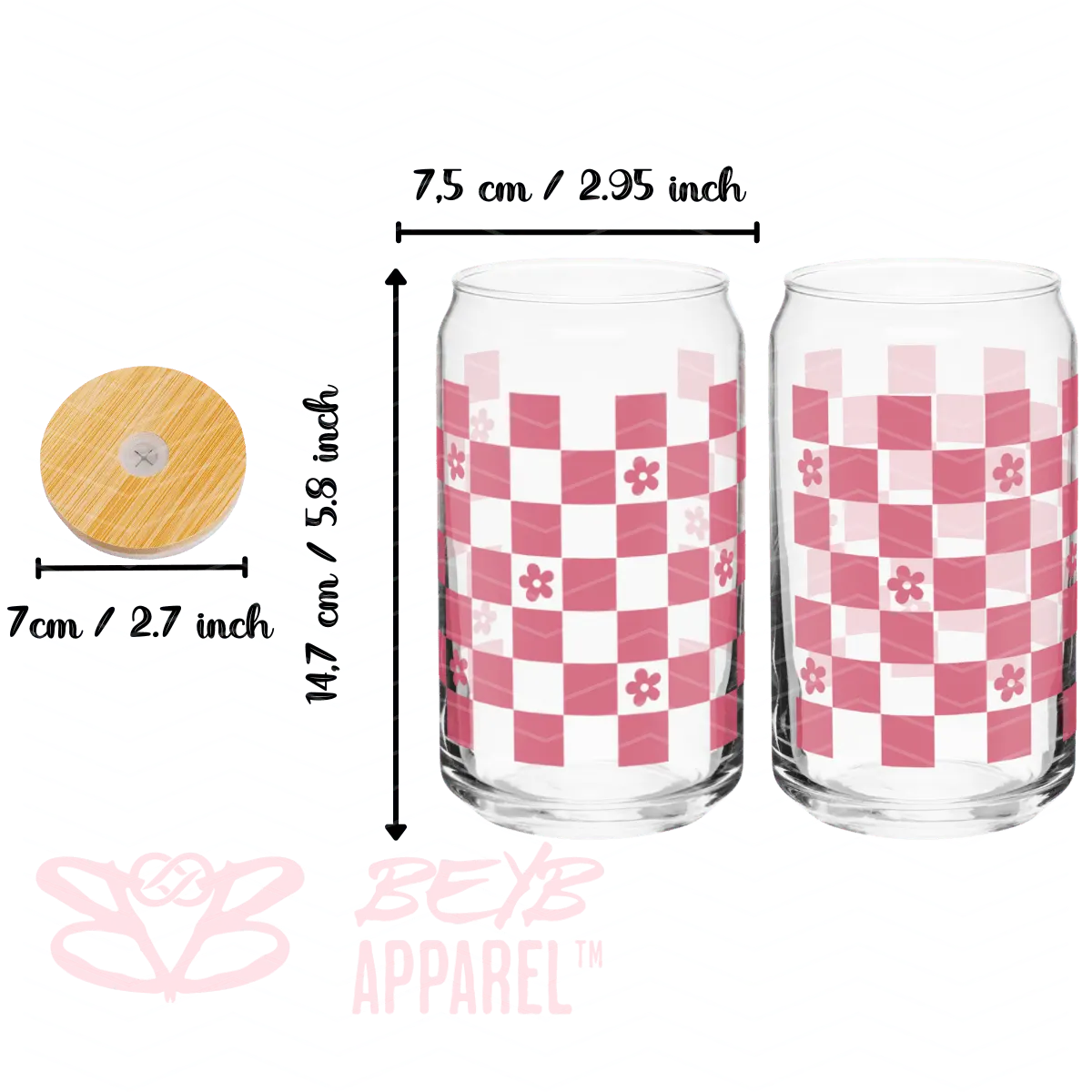 Retro Checkered Pink Flowers [1] - BEYB Apparel