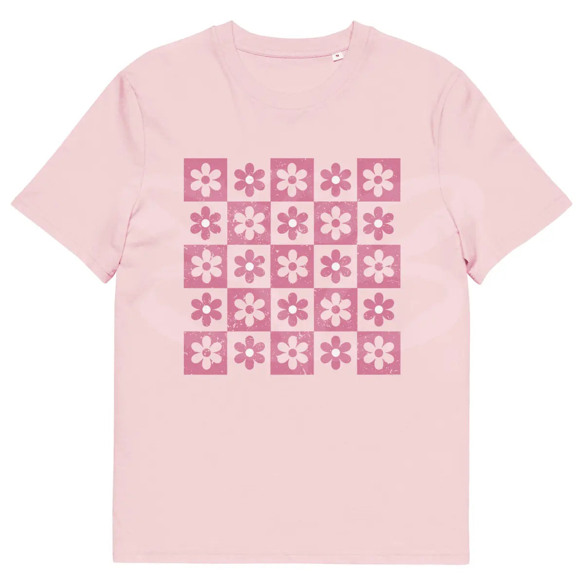 Flores a cuadros [1] | Camiseta casual Rosa hasta talla 3XL | Retro - BEYB Apparel