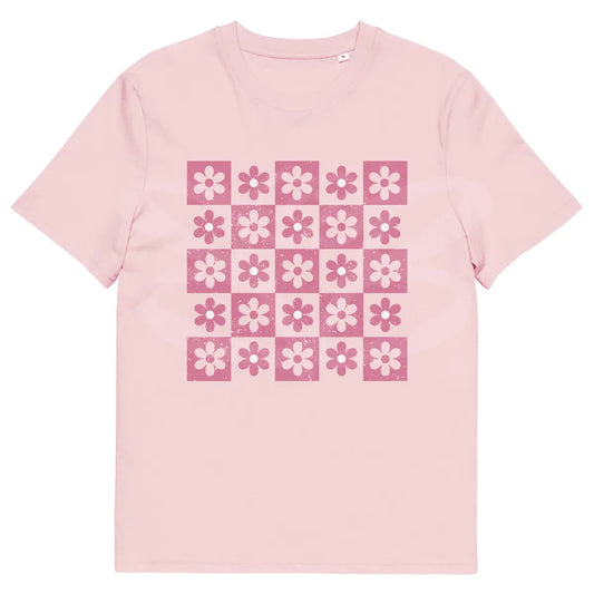 Flores a cuadros [1] | Camiseta casual Rosa hasta talla 3XL | Retro - BEYB Apparel